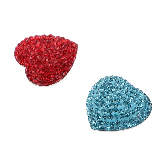 2PCS Fridge Magnet Sticker Heart Shape Rhinestone Stainless Steel Magnet Patch
