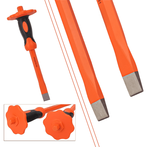 2 PCS Heavy Duty Flat Chisel, 12 Inch CR-V Chrome-Vanadium Steel Flat Head Chisel with ABS+TPR Handle and Hand Protection for Masonry Tasks$$Tools & Hardware Other