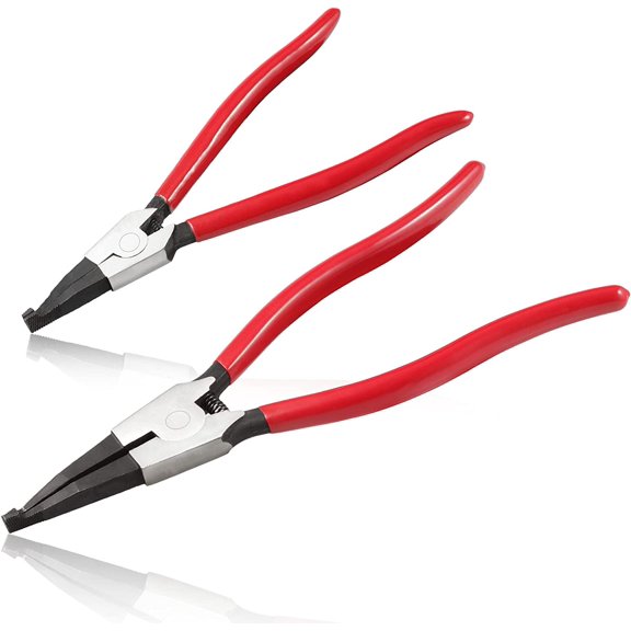 2 PCS Heavy Duty Lock Ring Pliers Set Flat Snap Ring Plier Special Circlip Pliers Reverse Retaining Ring Plier for Transmission Transfer Cases Ring Opening