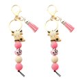 thumbnail image 1 of 2 PCS Highland Cow Keychain Highland Cow Party Favors Cute Gifts Animal Keychains with Tassel for Women Men Gifts, Pink, 1 of 6