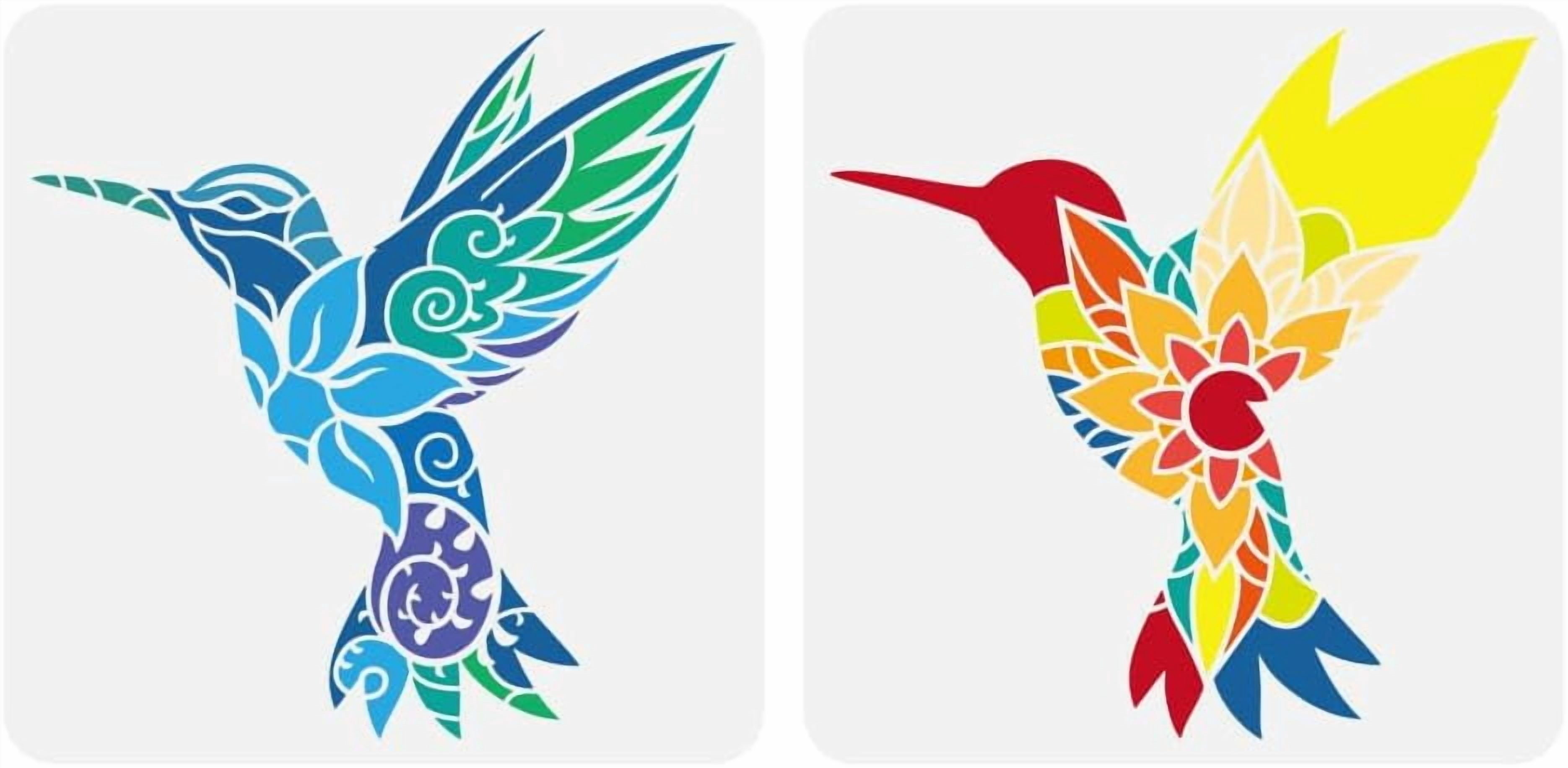 2 PCS Hummingbird Stencils for Painting 11.8x11.8 inch Plastic PET ...