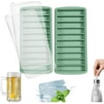 thumbnail image 1 of 2 PCS Ice Cube Tray, Long Ice Stick Tray Silicone with Lid, Rectangular Narrow Stick, Reusable, Flexible, Easy Release, for Small Mouth Sport Bottles, Juice Bottles, Cocktail Parties, Green, 1 of 5