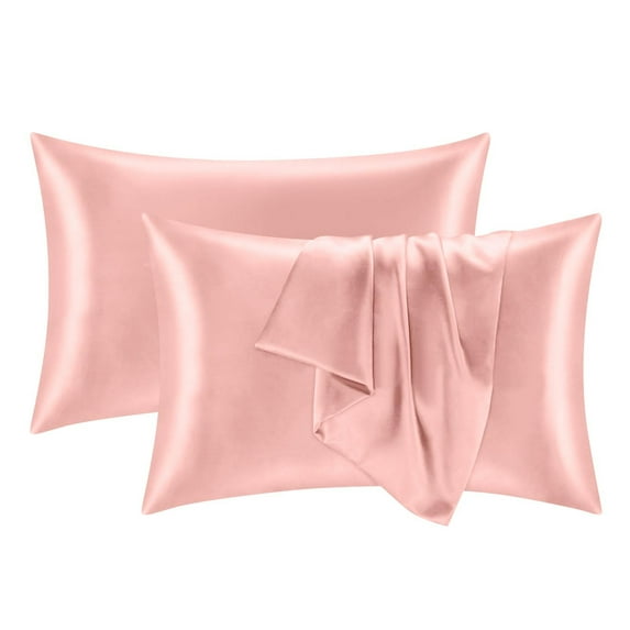 2 PCS Imitation Silk Pillowcase for Hair and Skin for Hair and Skin Perfect Gift for a Female Friend 20.08*30 "(Pink)