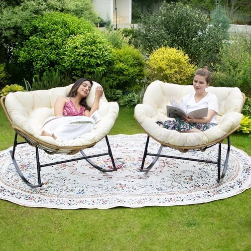 2 PCS Indoor Outdoor Oversized Rocking Chair, 450 lbs Large Comfy ...