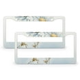 thumbnail image 1 of 2 PCS Ink Wash Daisy License Plate Frames Spring Summer Daisy Licenses Plates Frames Front Licenses Plate Covers Car Tag Frame Aluminum 2 Hole Funny Cute for USA Canada Vehicles, 1 of 6