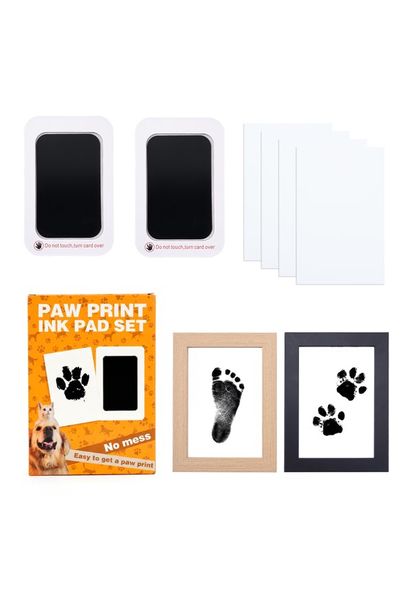 2 PCS Inkless Paw & Handprint Keepsake Kit Mess-Free DIY Memory Set for Babies & Pets with Frames