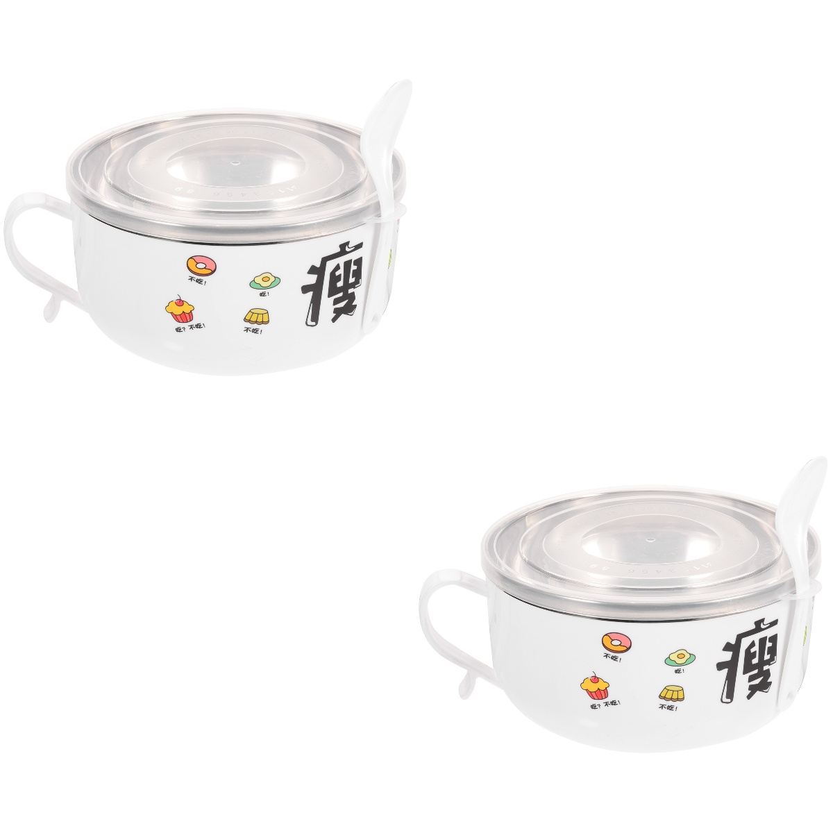 2 PCS Instant Noodle Bowl Soup Bowls with Lids Stainless Steel Ramen