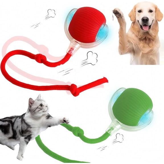 2 PCS Interactive Cat Toy Rolling Ball Chewie Viral Dog Ball, Smart Automatic Rolling Pet Balls,Automatic Moving Electric Cat Toy