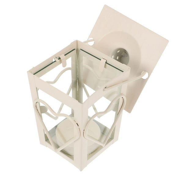 FUEENIRVA White Metal Candle Lanterns, Rustic Home and Party Decor, 2Pcs