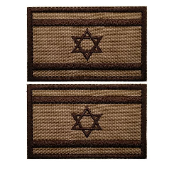 2 PCS Israel Flag Patch Sew on Embroidery Tactical Israeli IL Badges Military Morale Armband Emblem Applique Hook Patches for Clothes Bags Backpack Accessories Team Uniform