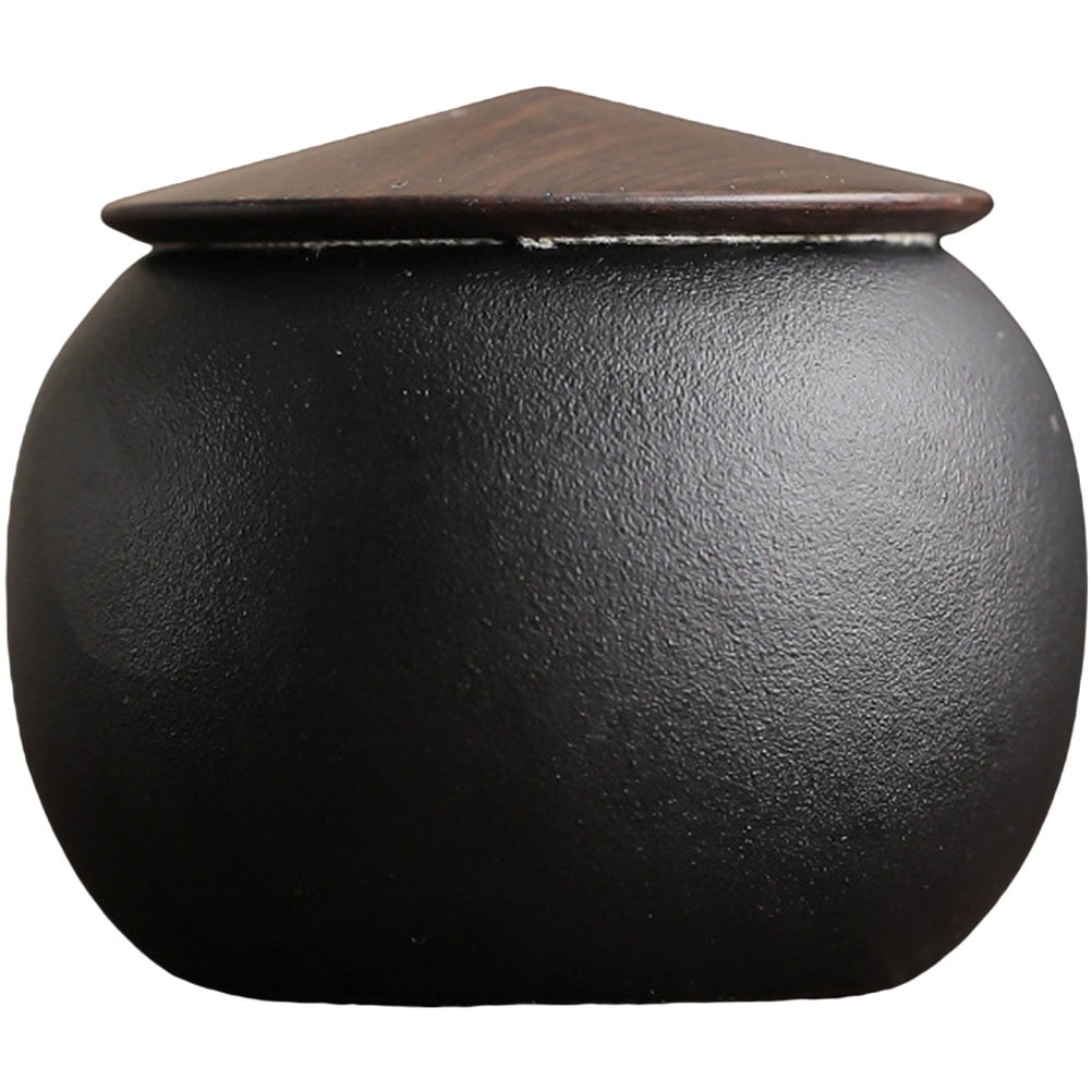 2 PCS Japanese Tea Jar with Lid Vintage Teapot Food Storage Canister Ceramic Round Tank Mini