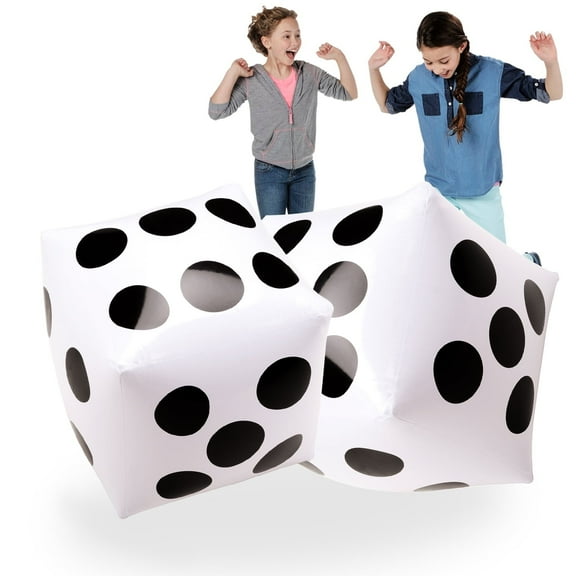 2 PCS Jumbo Inflatable Dice - 20 Inch White and Black Giant Dice for Indoor and Outdoor Broad Game, Ludo and Pool Party