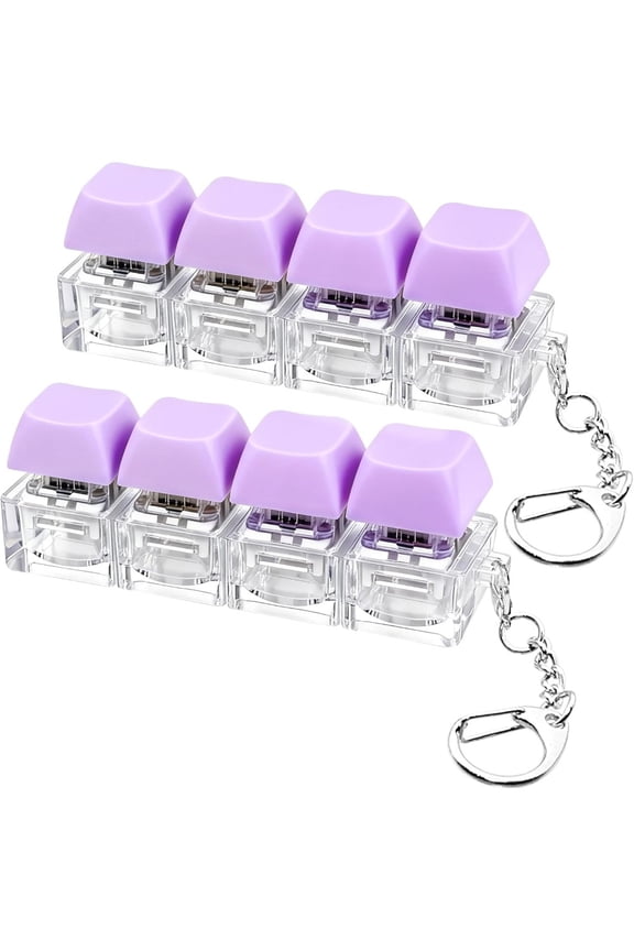 2 PCS Keyboard Fidget Toy, 4-in-1 Stress Relief Button Keychain, Finger Click Toy for Adults