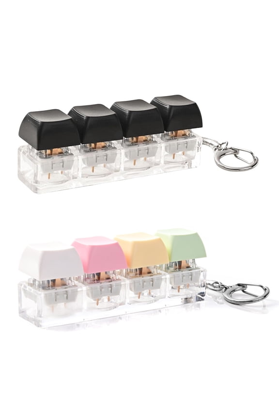 2 PCS Keyboard Fidget Toy, Keyboard Fidget Keychain 4-in-1 Keyboard Decompression Button Finger Clicker Toys, Button Stress Relief Fidget Gifts to Relief Stress (Black + Multiple Colors)