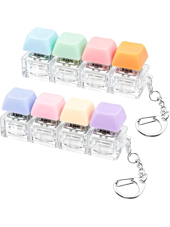 2 PCS Keyboard Fidget Toy, Keyboard Fidget Keychain 4-in-1 Keyboard Decompression Button Finger Clicker Toys, Button Stress Relief Fidget Gifts to Relief Stress