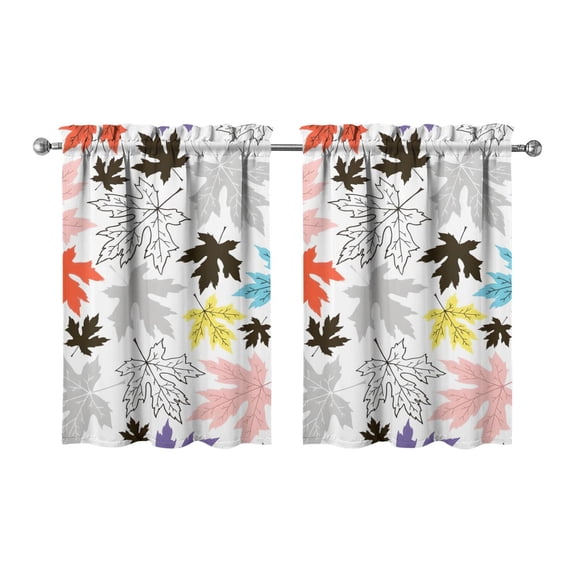 2 PCS Kitchen Curtains Harvest Pumpkin Sunflower Thanksgiving Rustic,27.5x36in kitchen curtains fall holiday curtain