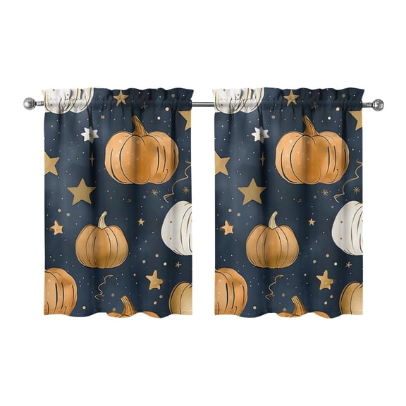 2 PCS Kitchen Curtains Thanksgiving Theme Fall Leaves Harvest Season,27.5x36in kitchen curtains fall holiday curtain