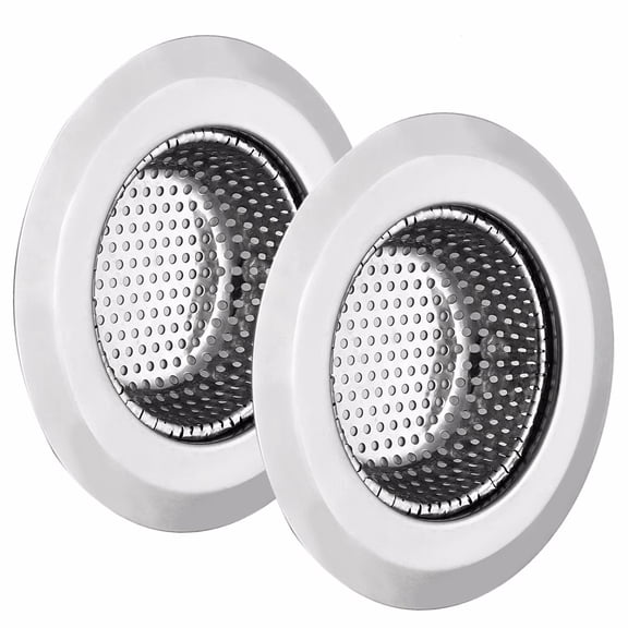 2 PCS Kitchen Sink Drain Strainer 4.5" Diameter for Kitchen Drain Pack Free Function and Anti-Clogging Micro-Perforation Steel Large Wide Rim Sink Strainer