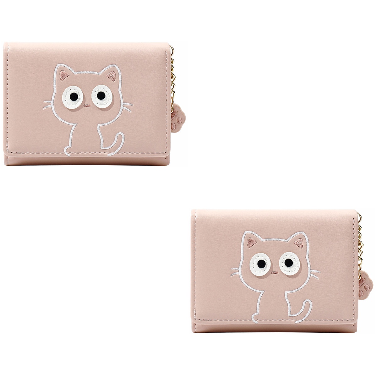 2 PCS Kitten Girl Wallet Cute Coin Purse Small Change Lip Gloss Holder