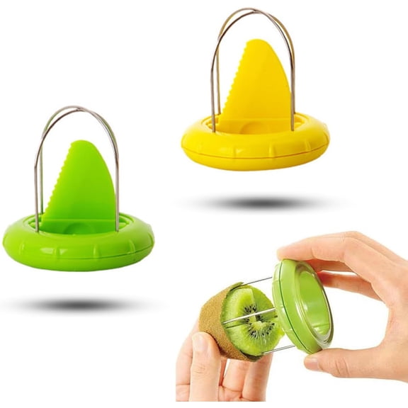 2 PCS Kiwi Peeler Professional Kiwi Cutter Kiwi Tool 2-In-1 Stainless Steel Kiwi Fruit Peeler Kiwi Slicer Tool for Kiwi,Dragon Fruit, Etc.(GreenYellow)