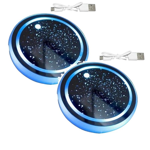 2 PCS LED 7 Color Glow Cup Coasters, Rechargeable Light-Up Drink Coasters for Car, Truck, SUV, Table, Desk, Gaming – Fun Party & Gift for Teens, Adults, Christmas, Birthday