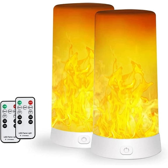 2 PCS LED Flame Effect Flickering Flame Lamp with 3 Lighting Modes and Remote