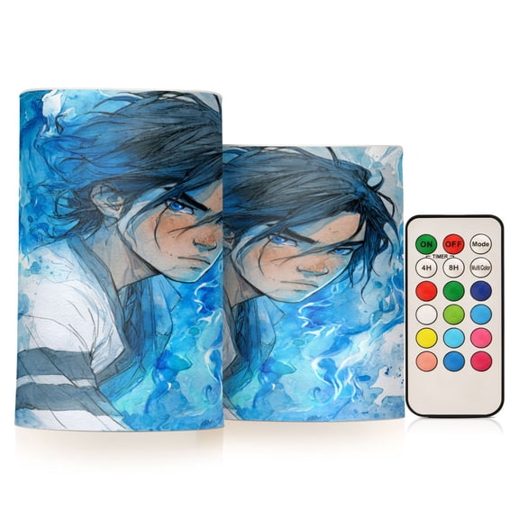 2 PCS LED Flicker Flameless Candle with Remote Control Realistic 3D Wick LED Window Decoration Candle Set for Wedding Table Home Decor Favors Blue Magic Boy