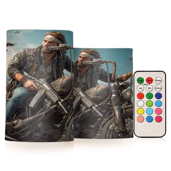 2 PCS LED Flicker Flameless Candle with Remote Control Realistic 3D Wick LED Window Decoration Candle Set for Wedding Table Home Decor Favors Motorcycle Tough Guy