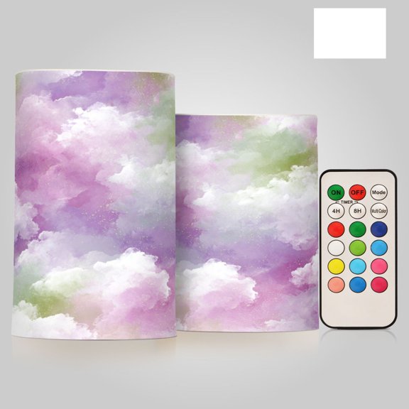 2 PCS LED Flicker Flameless Candle with Remote Control Realistic 3D Wick LED Window Decoration Candle Set for Wedding Table Home Decor Favors Soft Cloud Glimmer