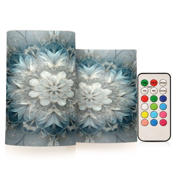 2 PCS LED Flicker Flameless Candle with Remote Control Realistic 3D Wick LED Window Decoration Candle Set for Wedding Table Home Decor Favors Swirls Of Light Blue