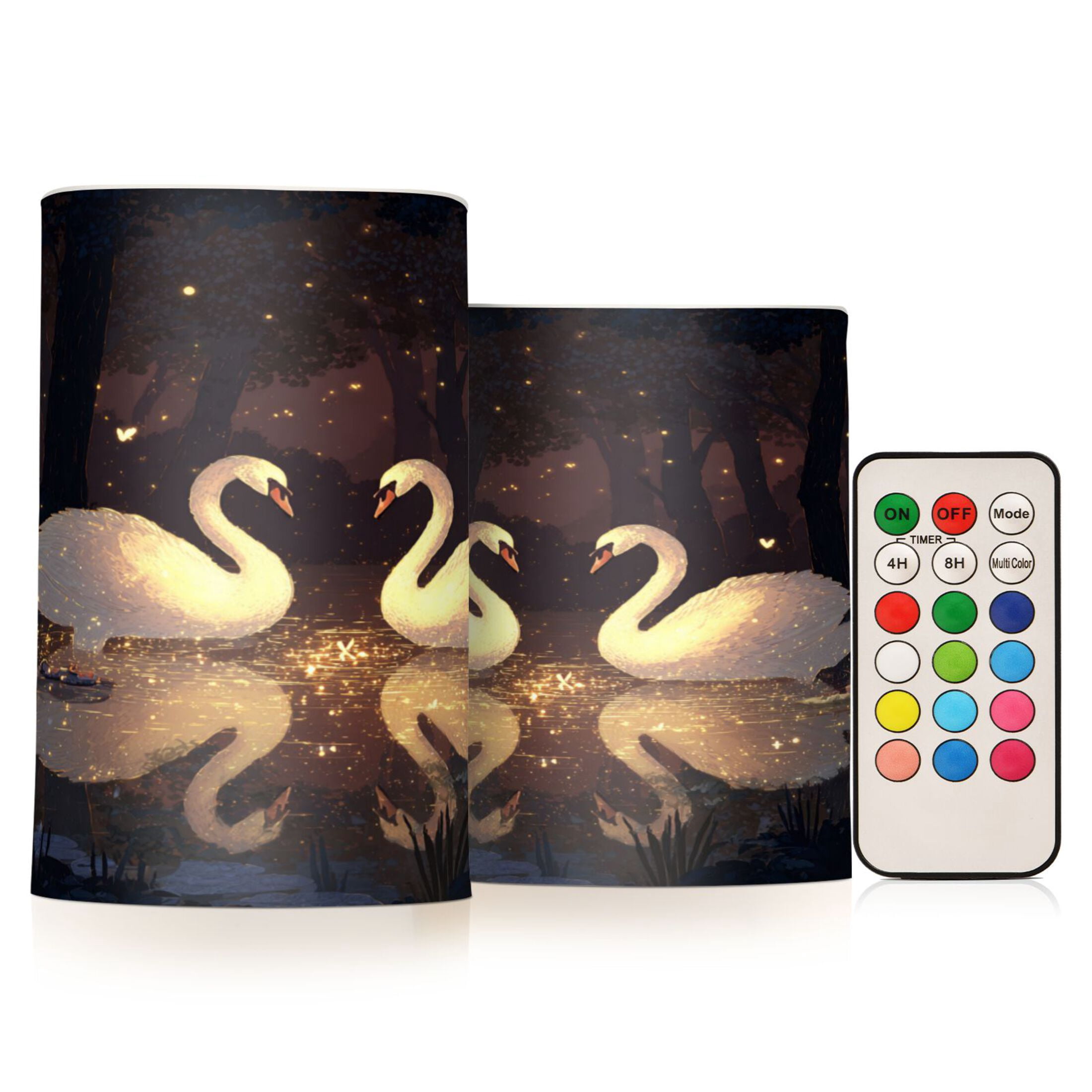 Remote Control Swans 2 PCS LED Flicker Flameless Candle with Remote Control Realistic 3D ...