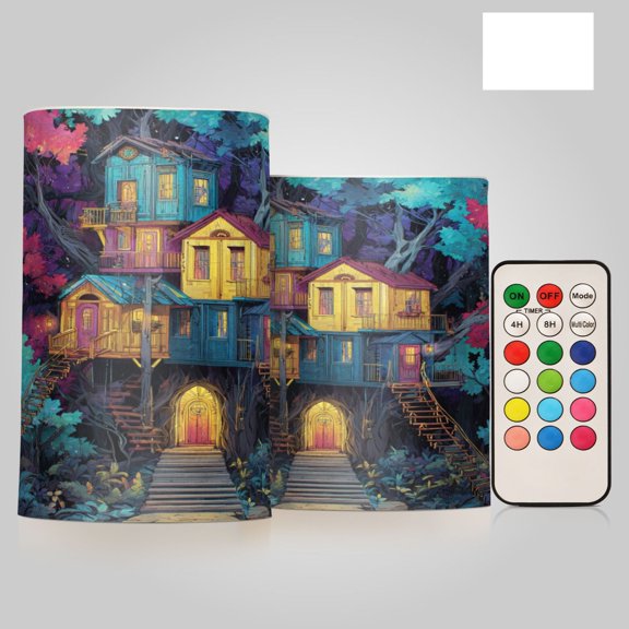 2 PCS LED Flicker Flameless Candle with Remote Control Realistic 3D Wick LED Window Decoration Candle Set for Wedding Table Home Decor Favors Whimsical Forest Hideaway