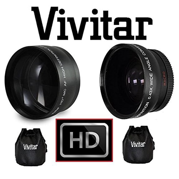 2 PCS LENS KIT HD WIDE ANGLE & TELEPHOTO LENS FOR CANON 55-250mm LENS (58mm Compatible)