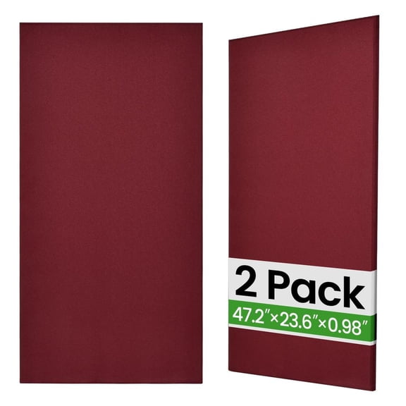 2 PCS Large Acoustic Panel, 48X24X1 3D Fiberglass Sound Proof Panel with Full Self-adhesive, Decorative Echo Absorbing Wall Panel, for Studio, Living Room, Home, Office, Red