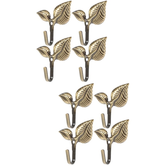 WRISTBIQUE Vintage Golden Leaf Metal Wall Coat Hooks Heavy Duty Cast Iron Decorative