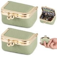 thumbnail image 1 of 2 PCS Genuine Leather Mini Jewelry Box,Travel Jewelry Organizer with Kiss Lock,Portable Storage Case for Rings,Earrings,Wired Headphones, 1 of 6
