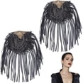 thumbnail image 1 of 2 PCS Leather Tassel Shoulder Epaulet Punk Leather Beads Chain Shoulder Board Brooch Badge Crystal Epaulet Fringe Shoulder Badge Rhinestone Applique Dance Punk Costume, 1 of 7
