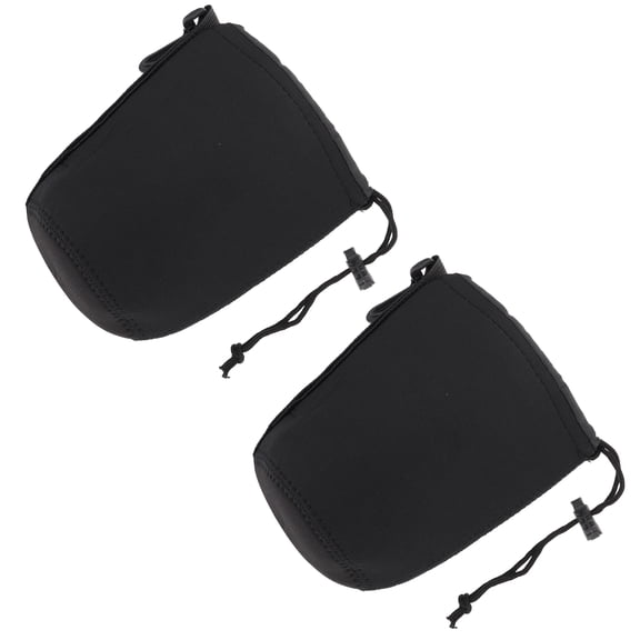 2 Pack Neoprene Camera Lens Pouches Protective Drawstring Cases Small Size for Lens Storage