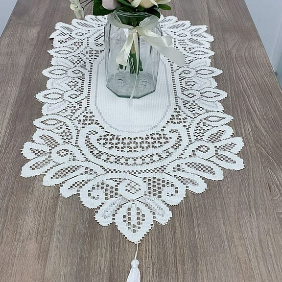 2 PCS Long Table Runner Lace Table Dressers for Dining Coffee Tea Tables, Table Doilies Cover Wedding Party Home Deco