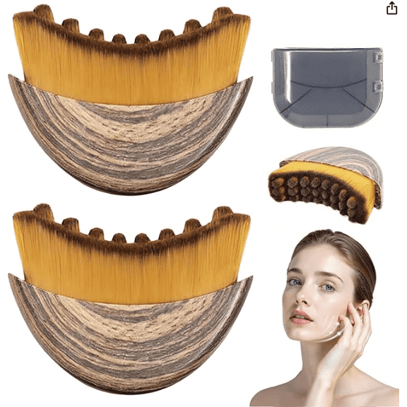 2 PCS Lymphatic Contour Face Brush Set - Manual Lymphatic Drainage Massager With Durable Soft Bristles, Hypoallergenic Ergonomic Facial Cleansing Brush For Sculpting