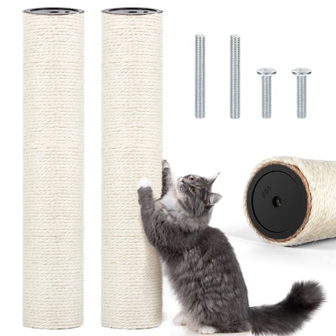 2 PCS M8 Cat Scratching Post Replacement, 15.7 x 3.1 Inch Sisal Pole Cat Tree Replacement Post with Screws, Refill Scratcher Posts for Indoor Kitten Tree Tower Spare Cat Furniture Protector