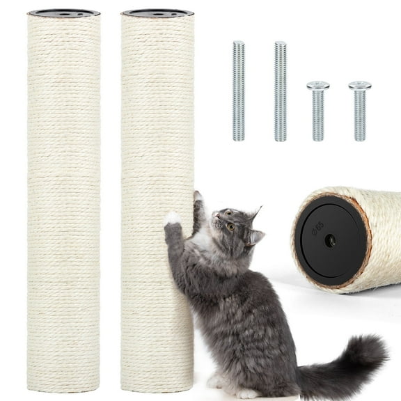 2 PCS M8 Cat Scratching Post Replacement, 15.7 x 3.1 Inch Sisal Pole Cat Tree Replacement Post with Screws, Refill Scratcher Posts for Indoor Kitten Tree Tower Spare Cat Furniture Protector