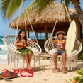 thumbnail image 1 of 2 PCS Macrame Hanging Swing Chairs, Swing Chair Hanging Cotton Rope Swing Chair with Hardware Kit, Hanging Chair for Deck, Balcony, Bedroom, 1 of 8