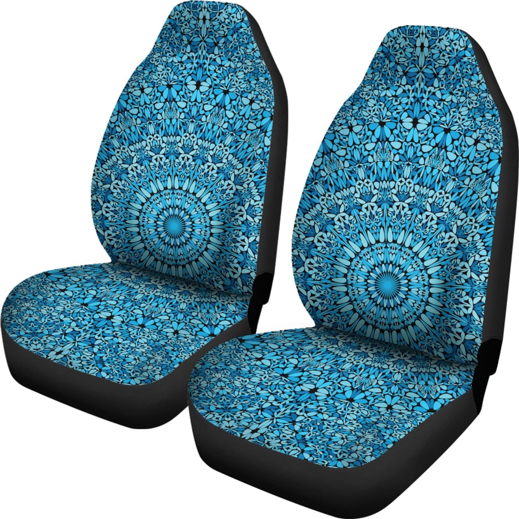 2 PCS Mandala Car Seat Covers Boho Lotus Print Front Auto Seat Cover