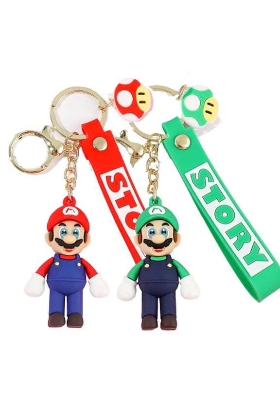 2 PCS Mario Keychains Mario Keyring Luigi Keychains Luigi Keyring Birthday Gift Kids Party Supplies