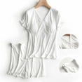 thumbnail image 1 of 2 PCS Maternity Nursing Pajamas Set Postpartum Breastfeeding Short Sleeve Shirts, Pregnancy Blouse & Pants Pjs White M, 1 of 4