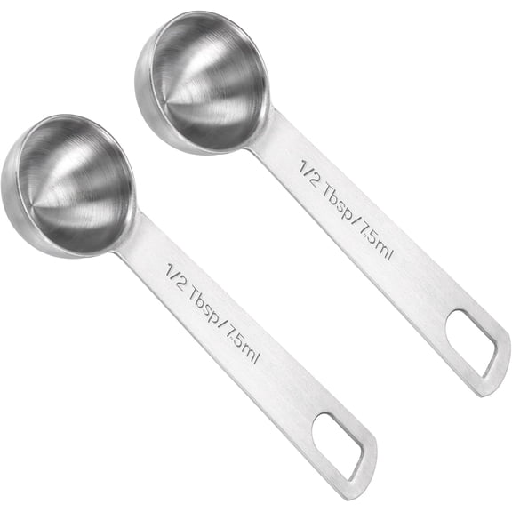 2 PCS Measuring Spoons Tablespoon Measuring Spoon 1/2 Tbsp (1 1/2 tsp | 7.5 ml |7.5 cc| 0.25 oz) Mini Spoons Stainless Steel Measuring Spoons for Kitchen Cooking Spoon(Silver)