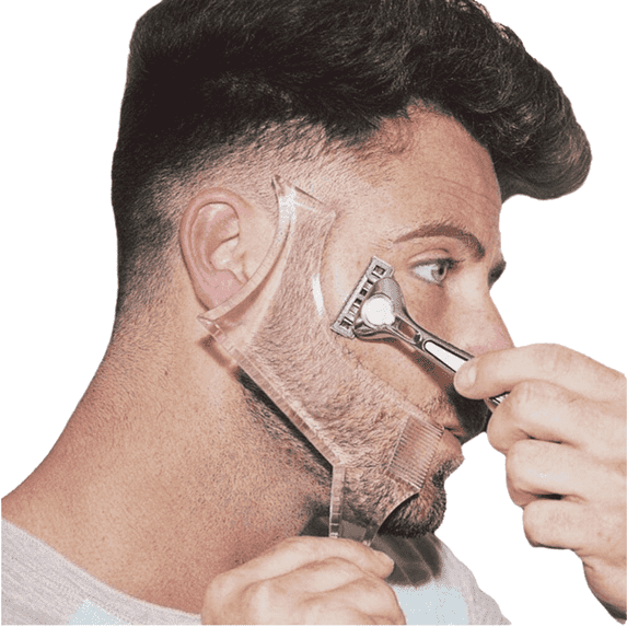 2 PCS Men's Beard Shaper Kit Beard Shaping Tool With Inbuilt Transparent Comb Templates for Goatee Mustache , Jaw Cheek/Neck Line, Symmetric/Curve