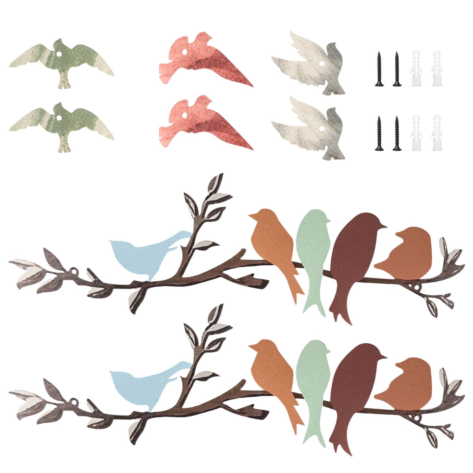 2 PCS Metal Bird Wall Art Birds on the Branch Decor Metal Sculpture ...