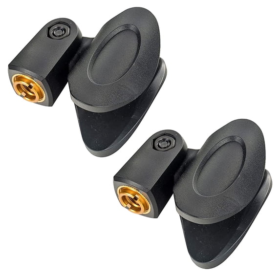 2-PCS Microphone Clip Holder with Adapters (5/8" to 3/8") - Universal Mic Stand Mount for Dynamic & Wireless Mics